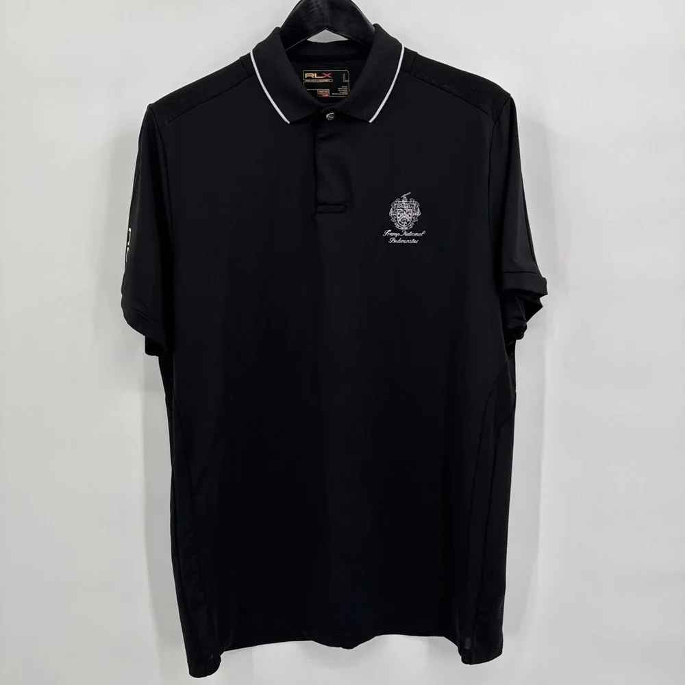 RLX Ralph‎ Lauren Golf Polo Mens L BLack Trump National Bedminster Activewear